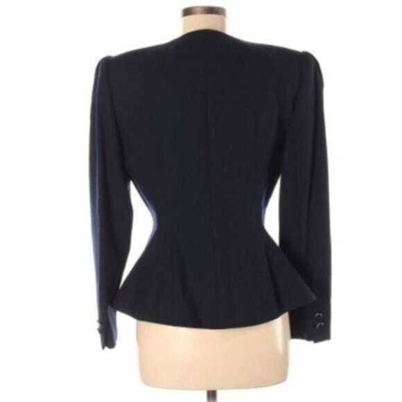 Kasper wool button up blazer navy size 8 - Picture 3 of 9